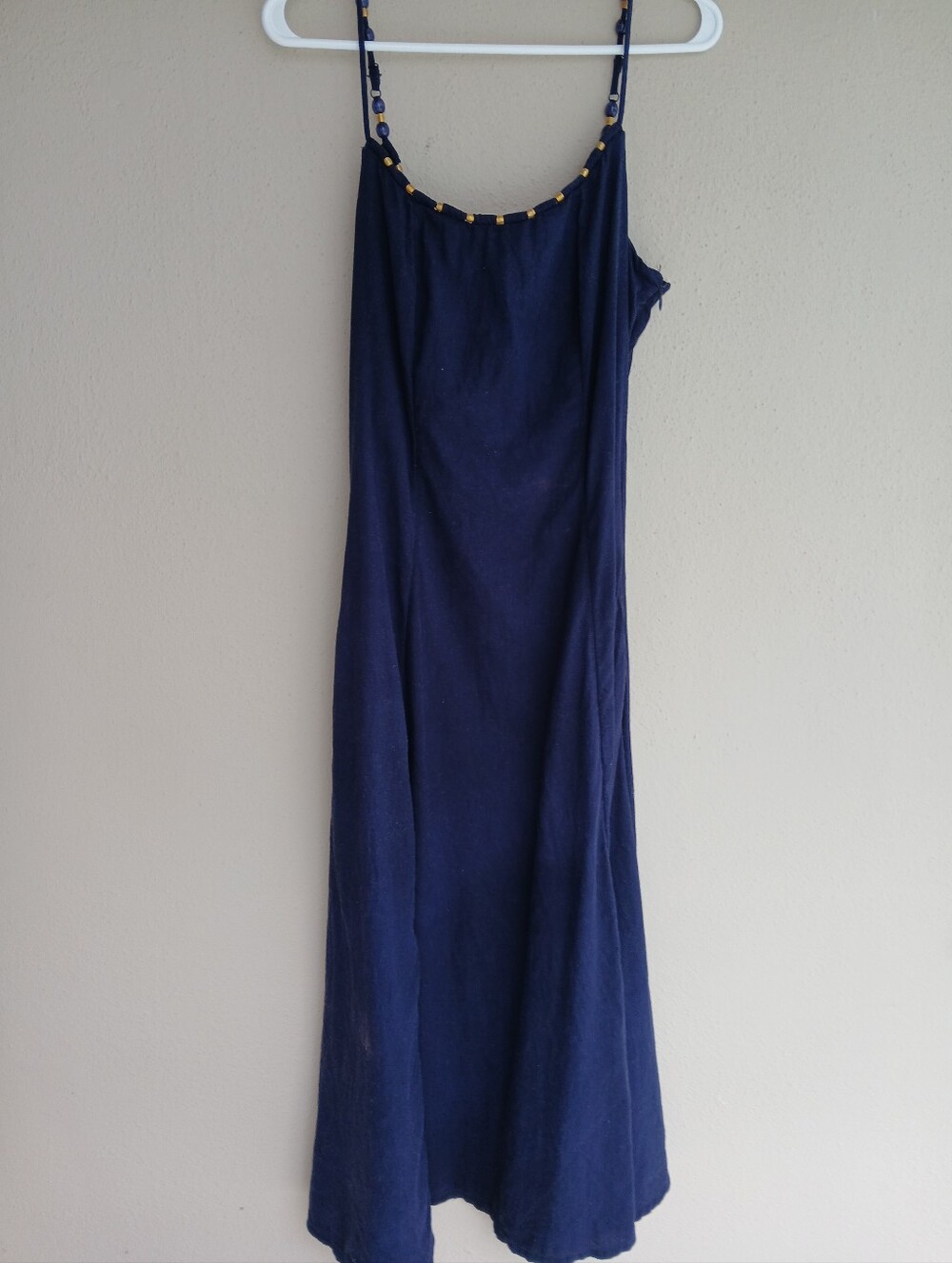 Calypso St. Barth Navy Linen Blend Beaded Midi Maxi Dress Size Medium - Picture 3 of 5
